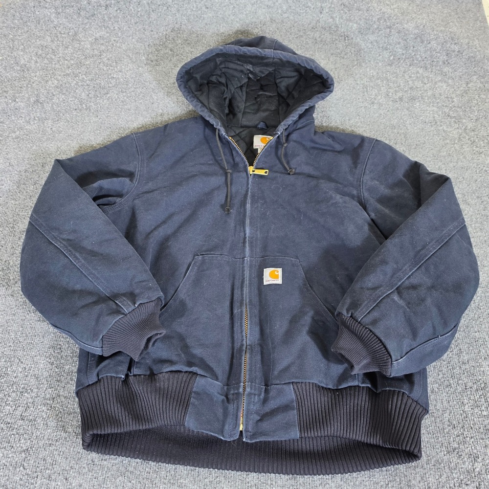 Carhartt J140 Navy Blue Quilted Lined Active Jacket Mens Size M USA Made Union